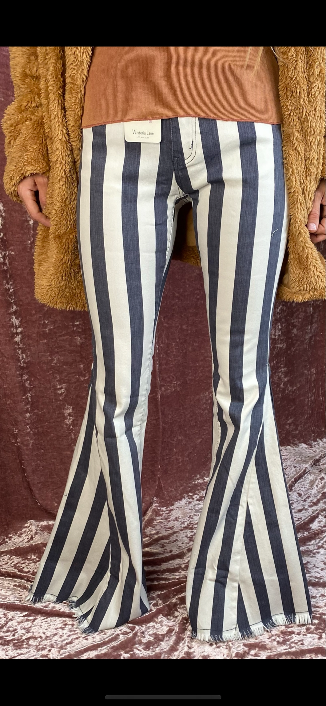 Wisteria Lane Striped Big Bell Bottoms