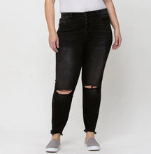 Load image into Gallery viewer, VERVET by Flying Monkey - PLUS HIGH RISE BUTTON FLY DISTRESSED CROP SKINNY_V2125SHC-P
